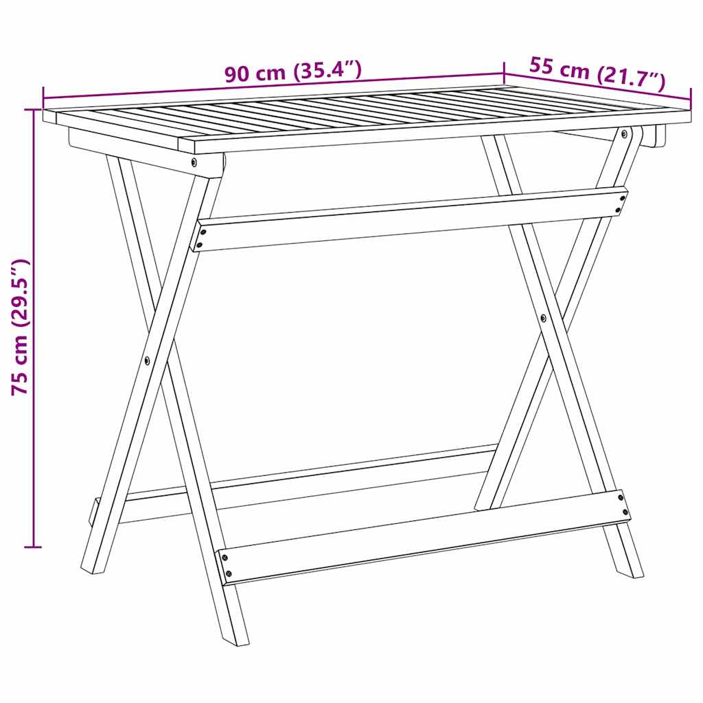 Mesa de Jardim Castanho 90 x 55 x 75 cm