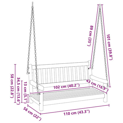 Banco de Balanço Castanho 110 x 56 x 58.5 cm