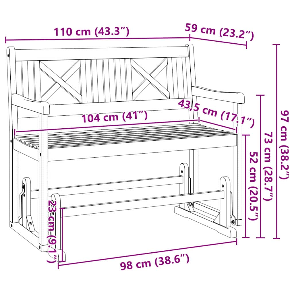 Banco Balanço Castanho 110 x 59 x 97 cm