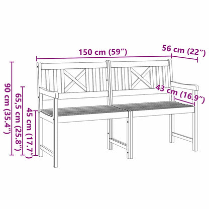 Banco de jardim Castanho 150 x 56 x 90 cm