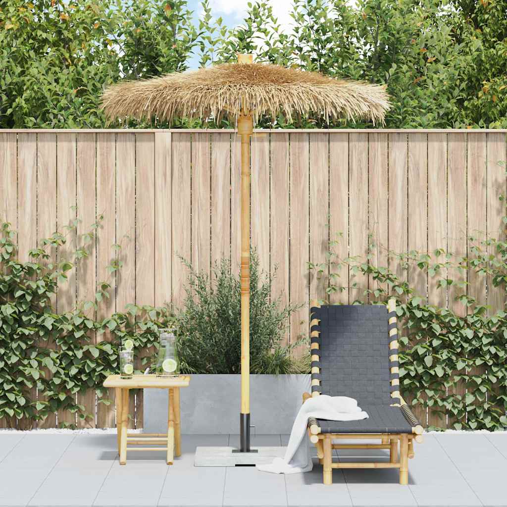 Guarda-chuva Tiki com dossel de folha de bananeira 150 cm Bambu