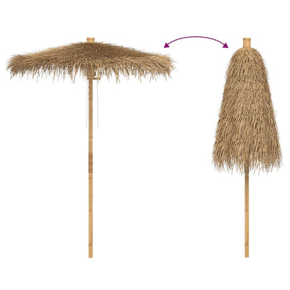Guarda-chuva Tiki com dossel de folha de bananeira 150 cm Bambu