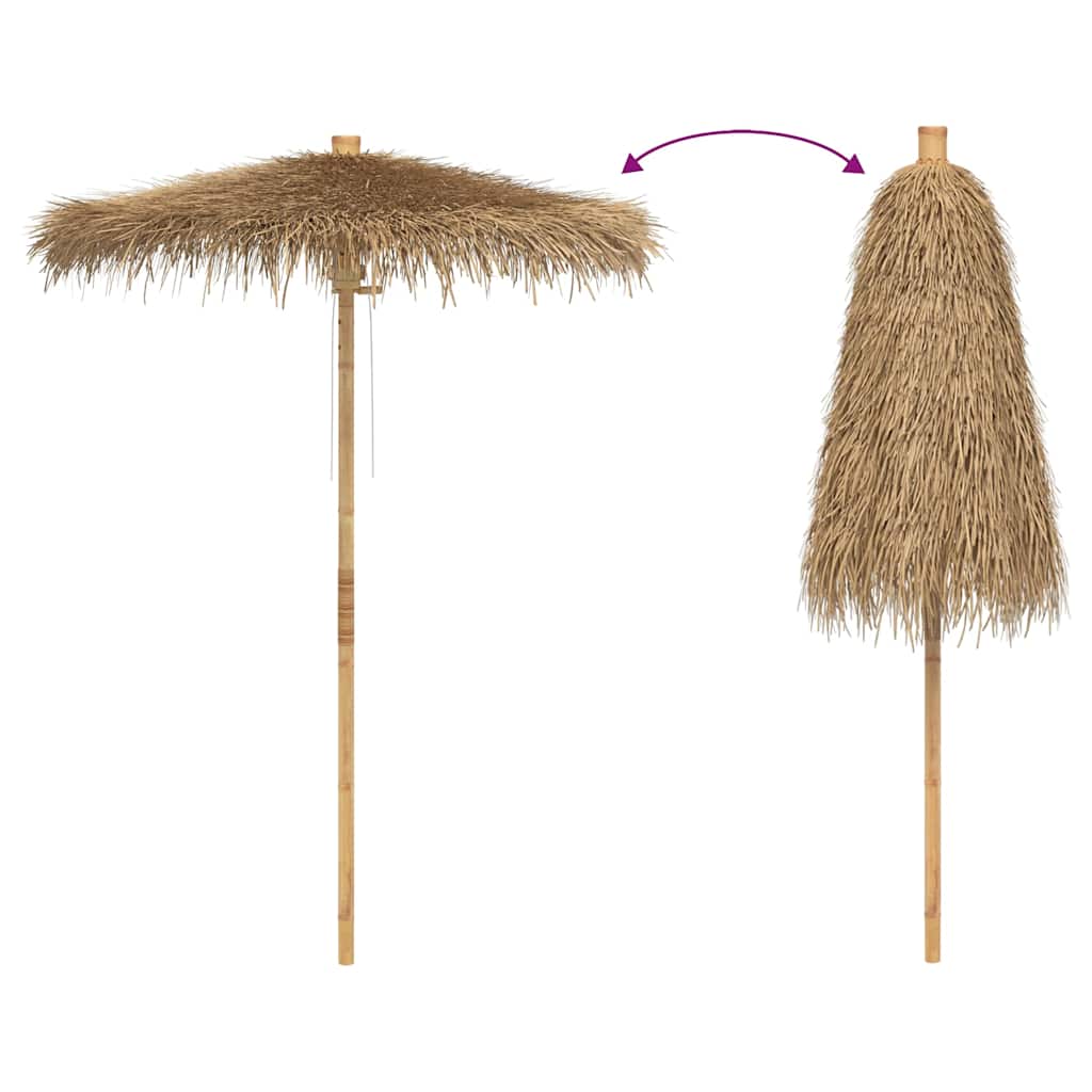 Guarda-chuva Tiki com dossel de folha de bananeira 180 cm Bambu