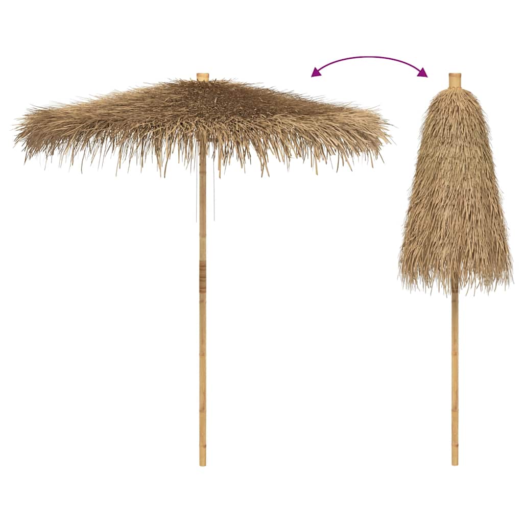 Guarda-chuva Tiki com dossel de folha de bananeira 240 cm Bambu