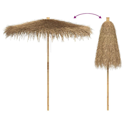 Guarda-chuva Tiki com dossel de folha de bananeira 240 cm Bambu