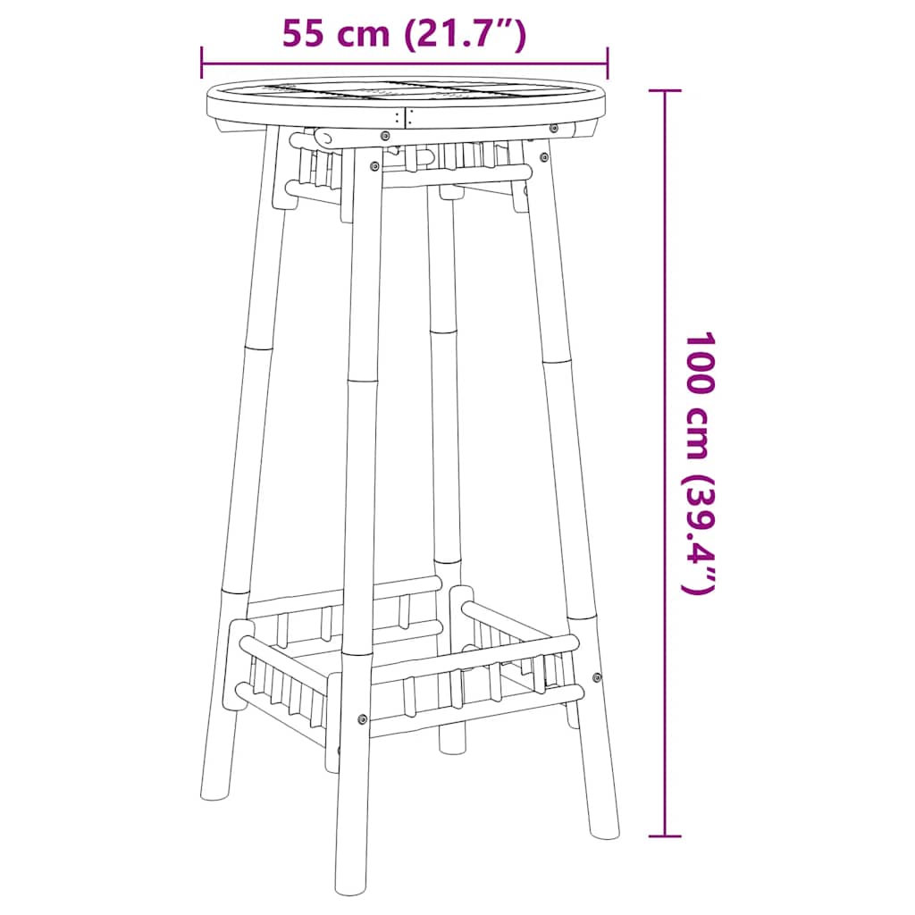 Mesa de bar para exterior redondo Ø55x100 cm bambu