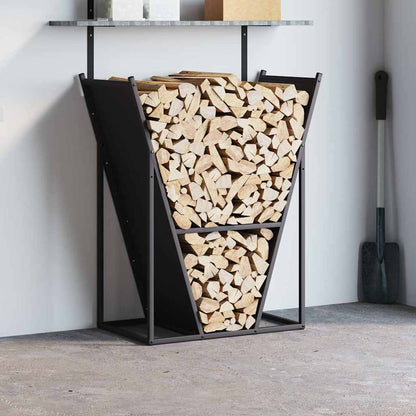 Suporte para lenha 69,5x35x81 cm aço laminado a frio preto