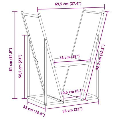 Suporte para lenha 69,5x35x81 cm aço laminado a frio antracite