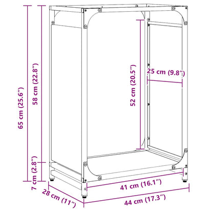 Suporte para lenha 44x28x65 cm aço laminado a frio preto