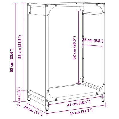 Suporte para lenha 44x28x65 cm aço laminado a frio antracite