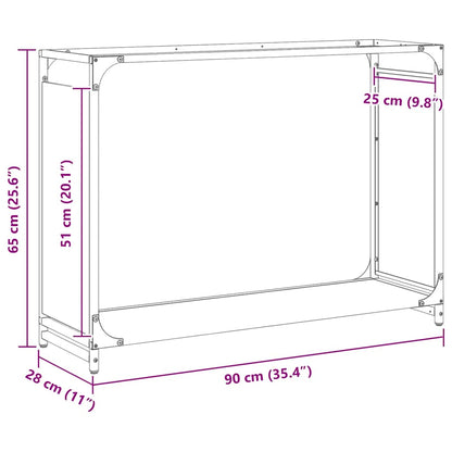 Suporte para lenha 90x28x65 cm aço laminado a frio antracite