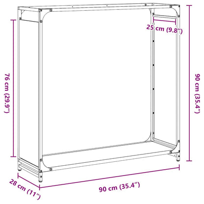 Suporte para lenha 90x28x90 cm aço laminado a frio preto