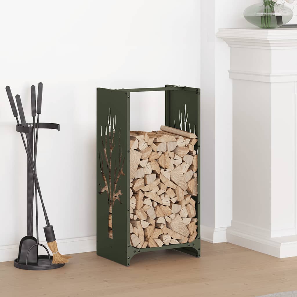 Suporte para lenha aço laminado a frio verde azeitona