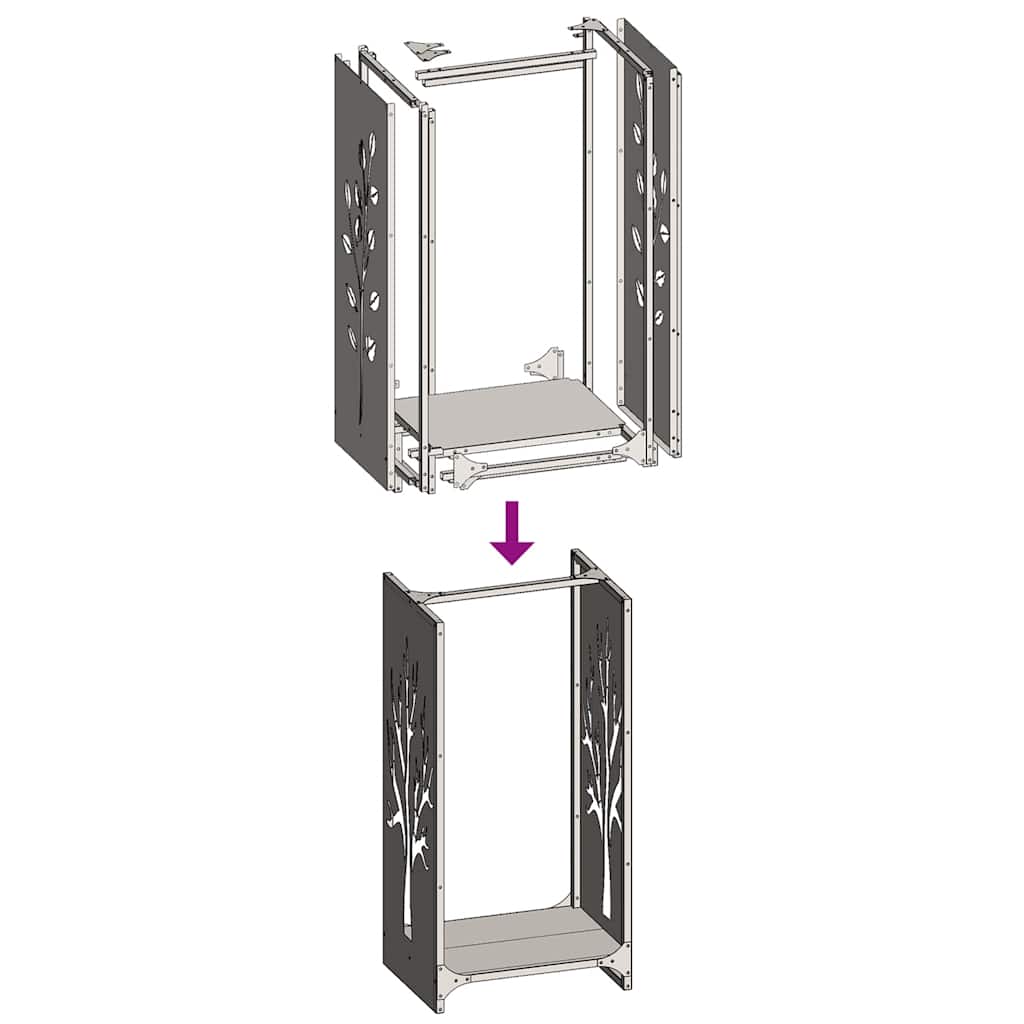 Suporte para lenha 40x30x80 cm aço inoxidável