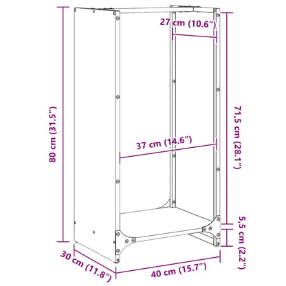 Suporte para lenha 40x30x80 cm aço laminado a frio antracite
