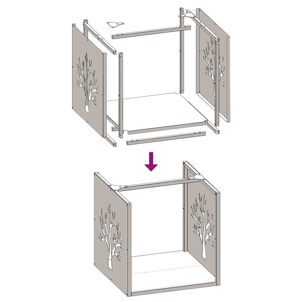 Suporte para lenha 40x40x40 cm aço laminado a frio branco