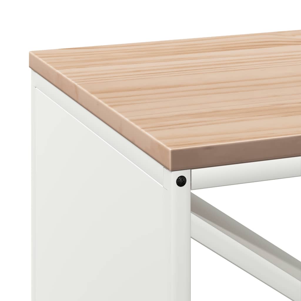 Suporte para lenha com tampo de madeira 100,5x35,5x40 cm branco