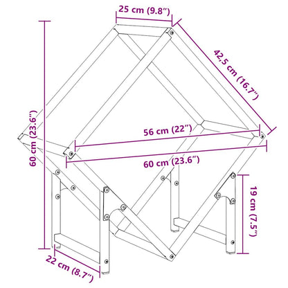 Suporte para lenha 60x25x60 cm aço laminado a frio preto