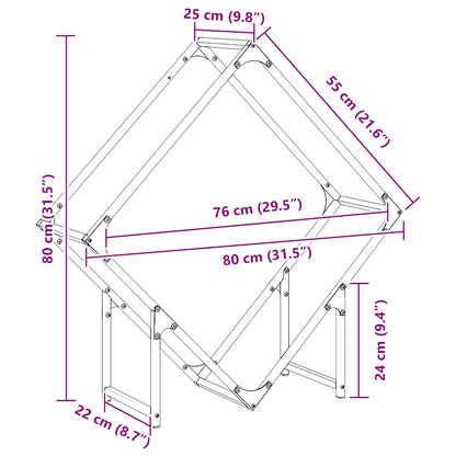 Suporte para lenha 80x25x80 cm aço laminado a frio antracite