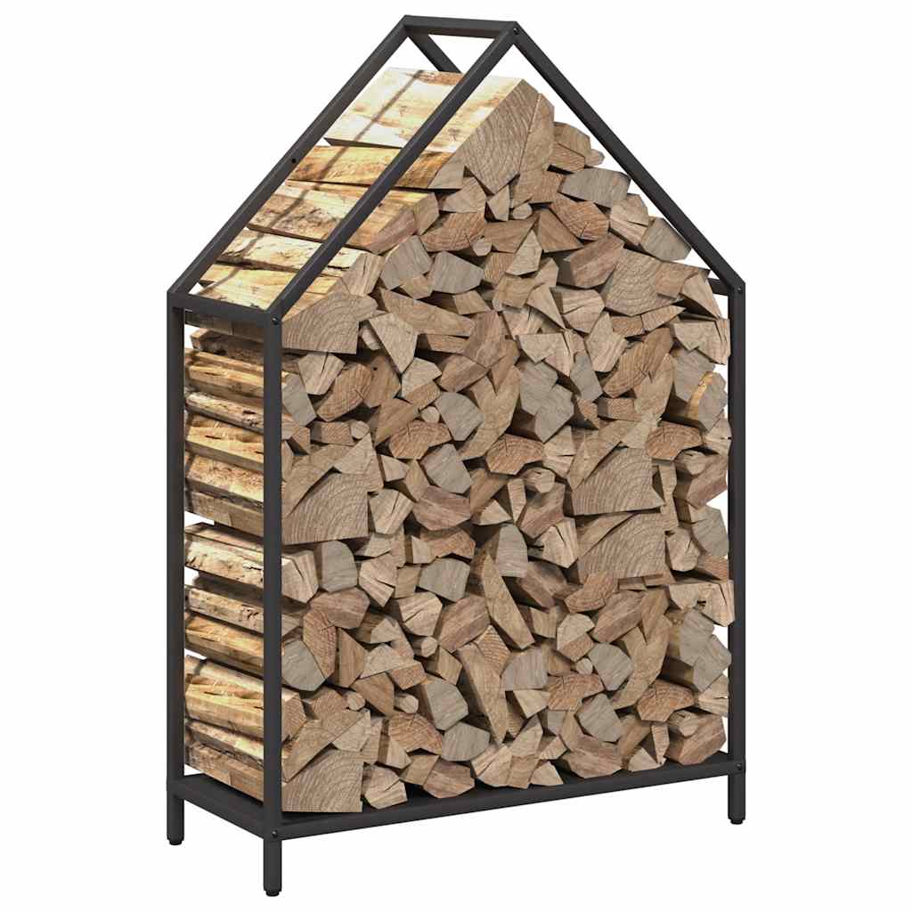 Suporte para lenha 60x25x90 cm aço laminado a frio preto