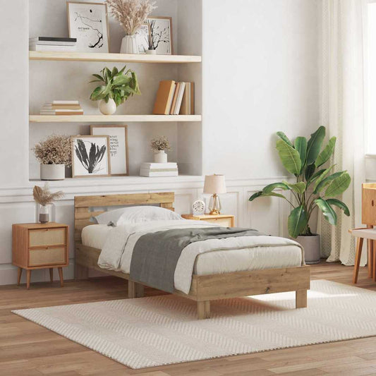 Estrutura da Cama com cabeceira carvalho artisiano 100 x 200 cm