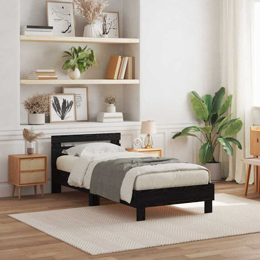 Estrutura da Cama com cabeceira Carvalho preto 100 x 200 cm