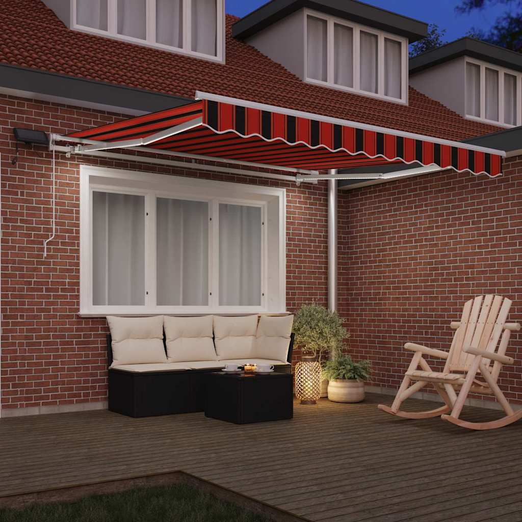 Toldo Retrátil laranja e castanho 300 x 250 cm Tecido e Aço