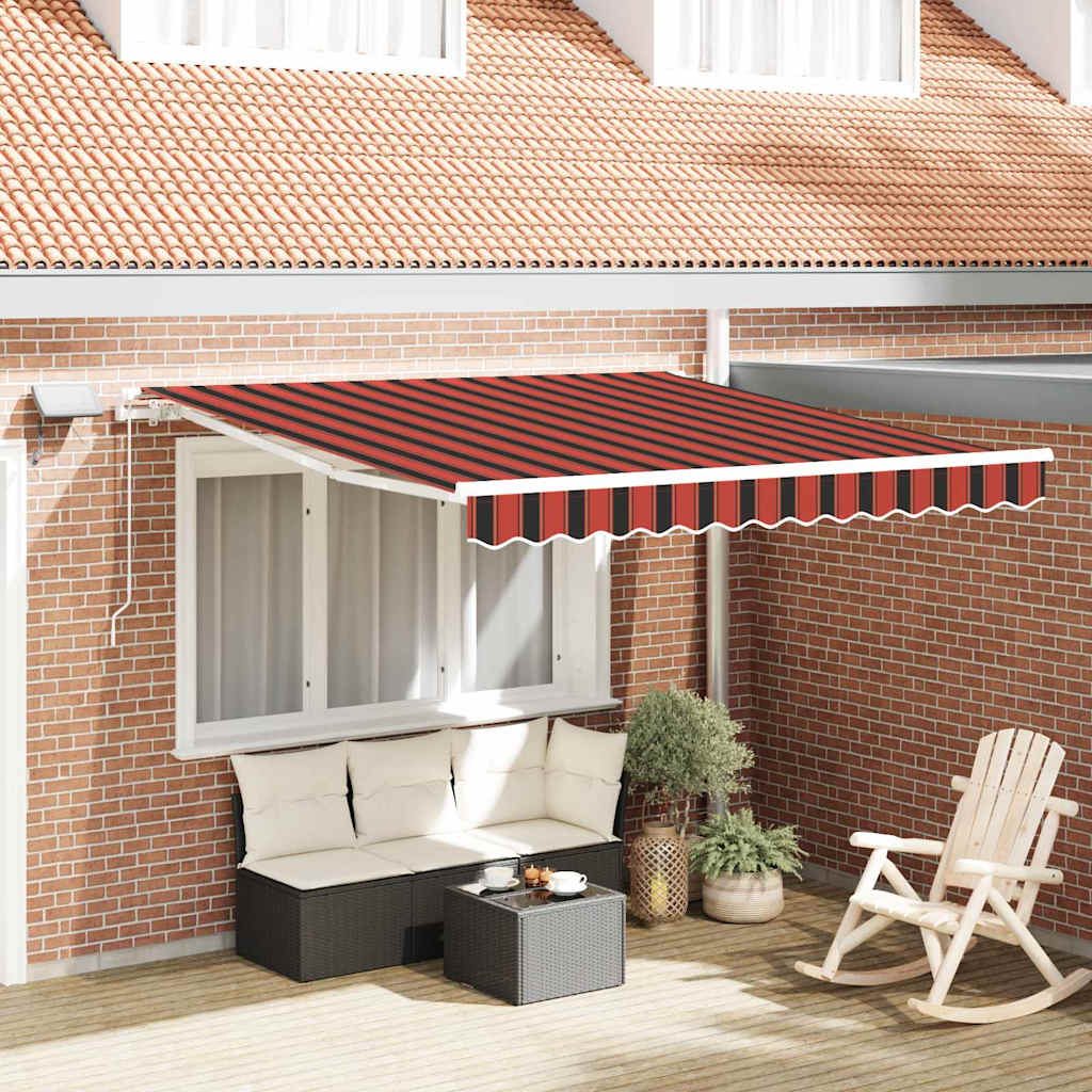Toldo Retrátil laranja e castanho 300 x 250 cm Tecido e Aço
