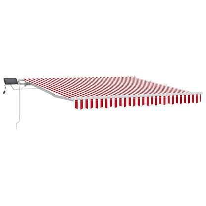 Toldo Retrátil Vermelho e Branco 300 x 250 cm Tecido e Aço