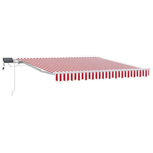 Toldo Retrátil Vermelho e Branco 300 x 250 cm Tecido e Aço