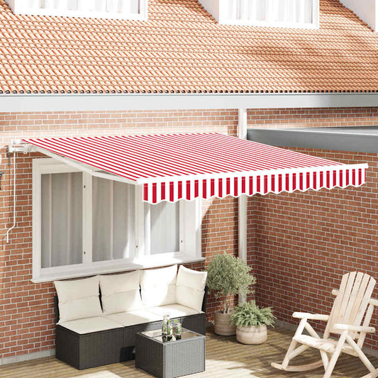 Toldo Retrátil Manual Vermelho e Branco 300 x 250 cm tecido