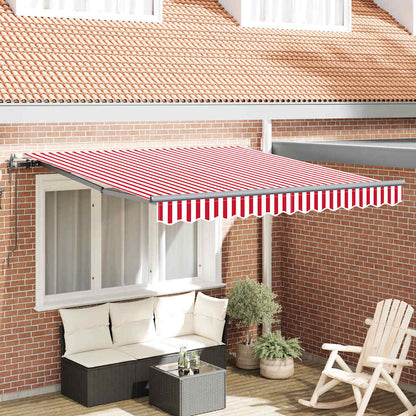 Toldo Retrátil Vermelho e Branco 300 x 250 cm Tecido e Alumínio