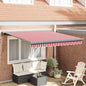 Toldo Retrátil Vermelho e Branco 300 x 250 cm Tecido e Metal