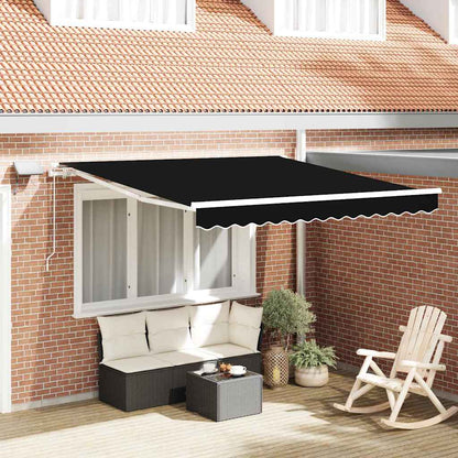 Toldo Retrátil Manual Preto 300 x 250 cm Tecido e Aço