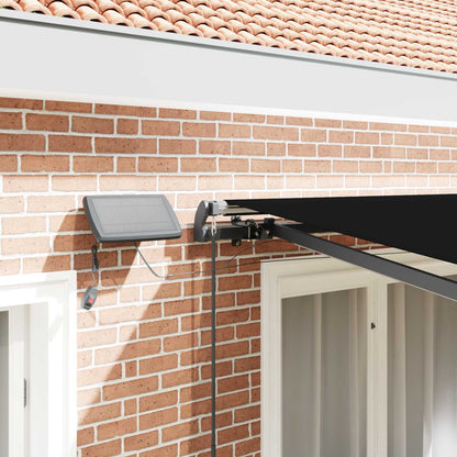 Toldo Retrátil com luzes de tira LED Preto 300 x 250 cm tecido