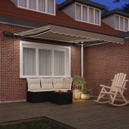Toldo Retrátil com luzes de tira LED Bege 300 x 250 cm tecido