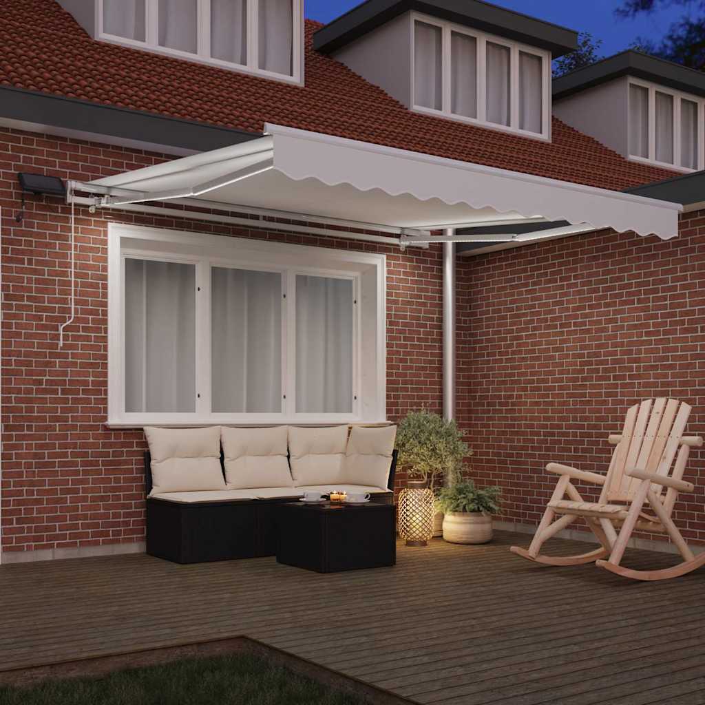 Toldo Retrátil Manual Branco 300 x 250 cm Tecido e Aço