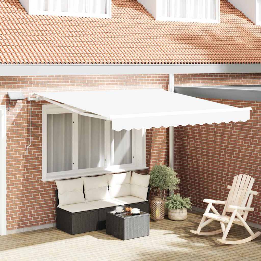 Toldo Retrátil Manual Branco 300 x 250 cm Tecido e Aço
