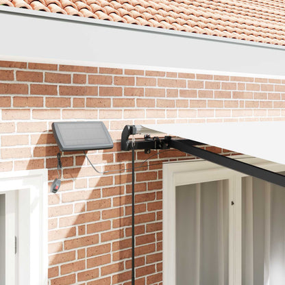 Toldo Retrátil com luzes de tira LED Branco 300 x 250 cm tecido