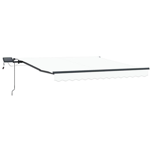 Toldo Retrátil com luzes de tira LED Branco 300 x 250 cm tecido