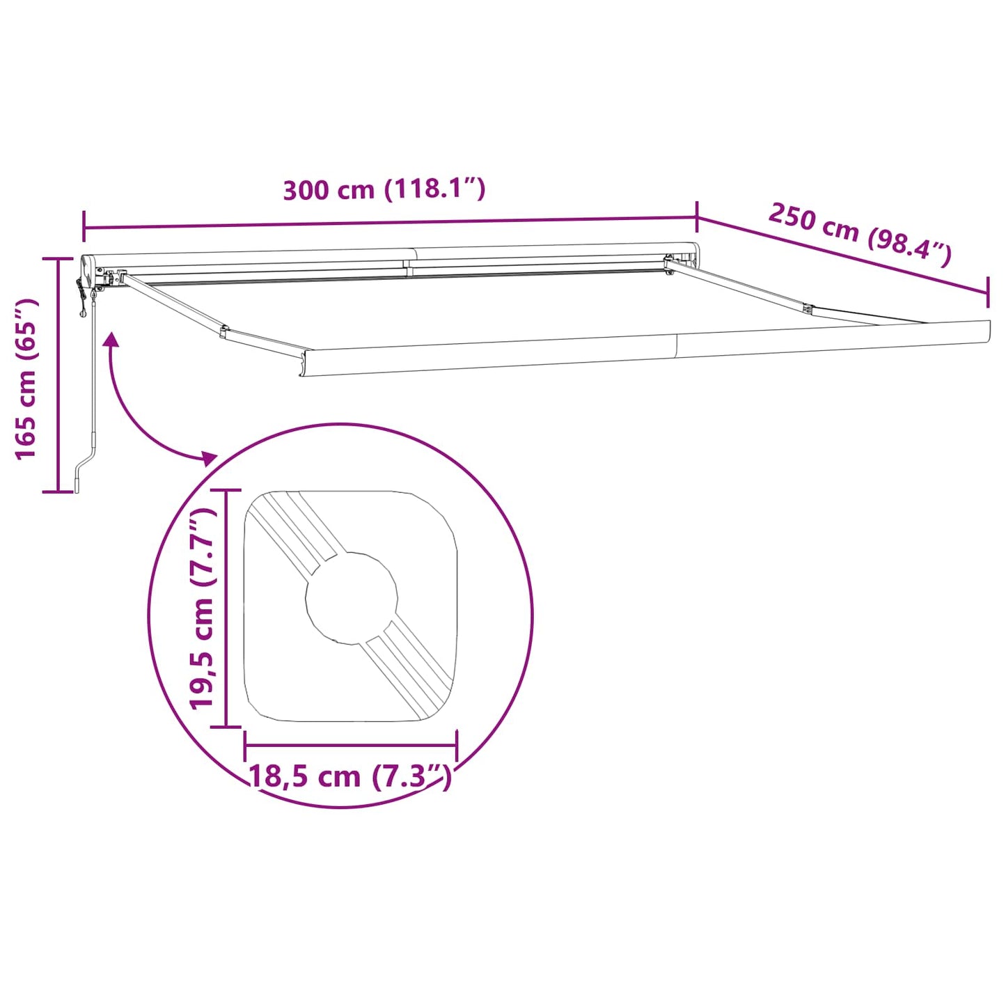 Toldo Branco 300 x 250 x 165 cm Poliéster e Alumínio