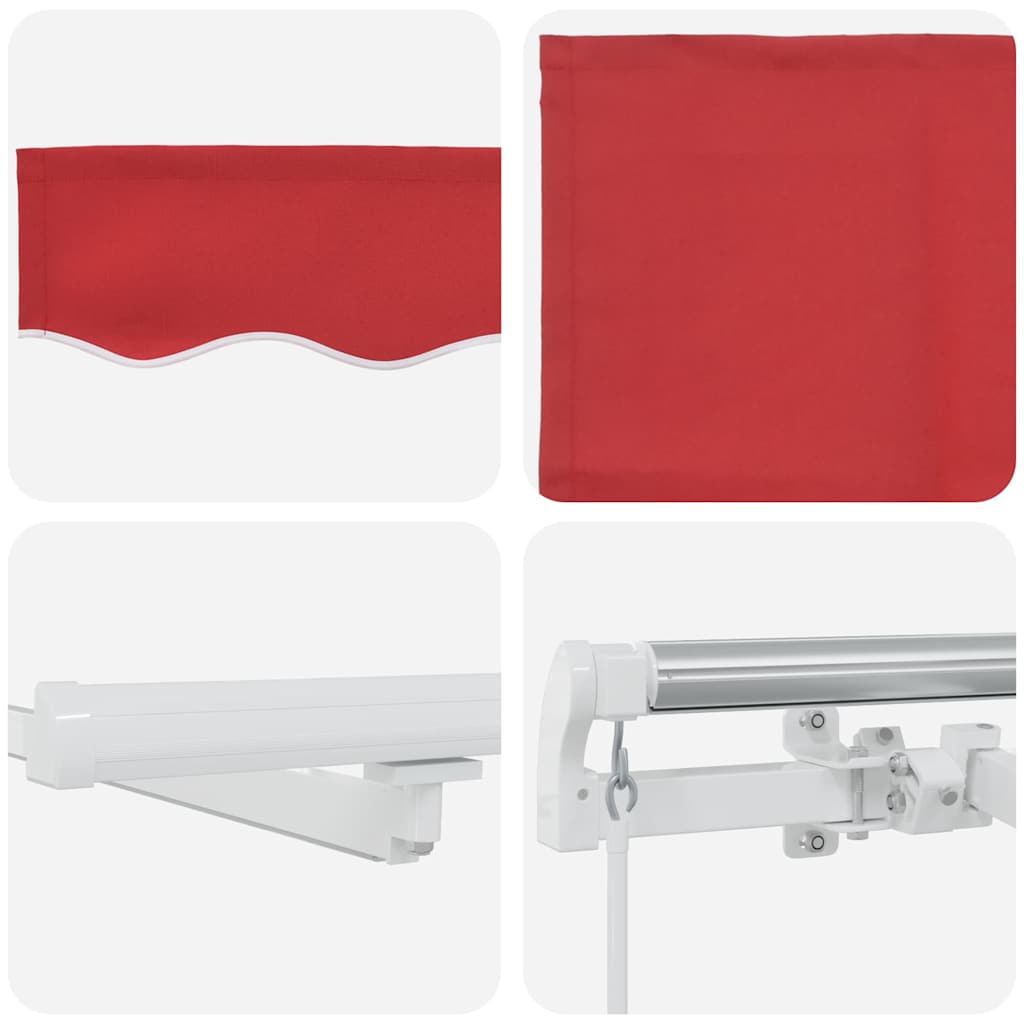 Toldo Retrátil Manual Vermelho 300 x 250 cm Tecido e Aço
