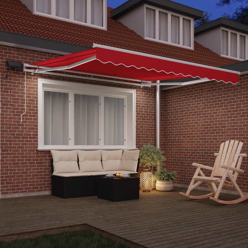 Toldo Retrátil Manual Vermelho 300 x 250 cm Tecido e Aço