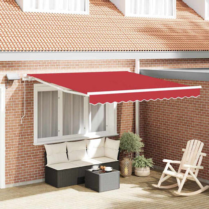Toldo Retrátil Manual Vermelho 300 x 250 cm Tecido e Aço