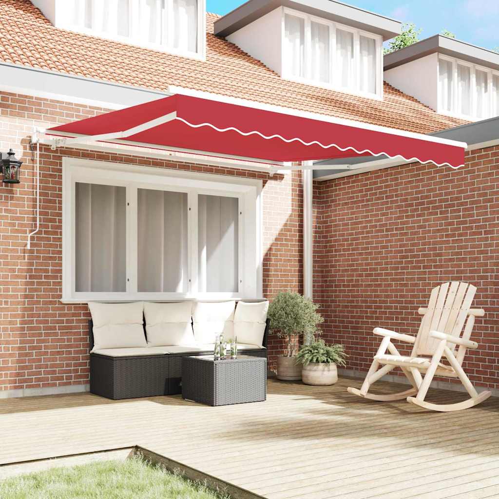 Toldo Retrátil Manual Vermelho 300 x 250 cm tecido