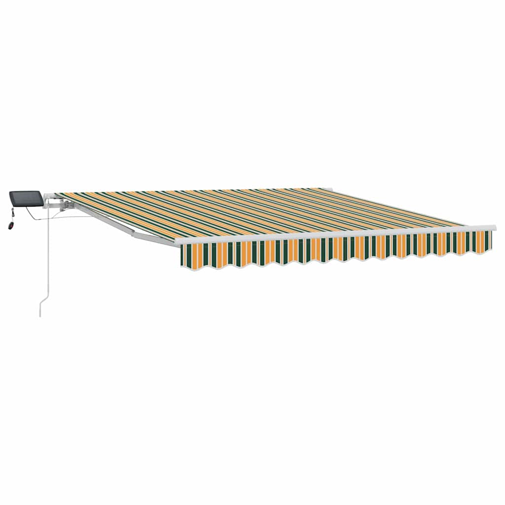 Toldo Retrátil Manual Verde e amarelo 300 x 250 cm Tecido e Aço