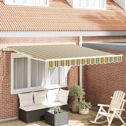 Toldo Retrátil Manual Verde e amarelo 300 x 250 cm tecido