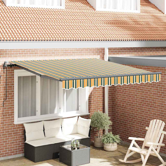 Toldo Retrátil Verde e amarelo 300 x 250 cm Tecido e Alumínio