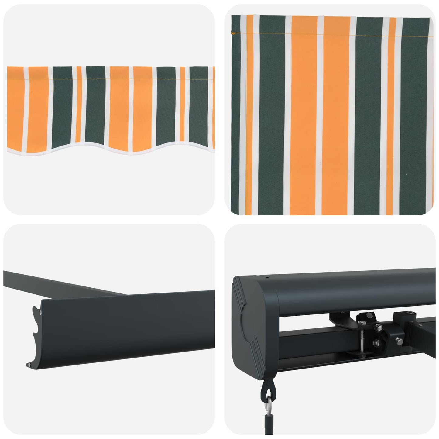 Toldo Retrátil Verde e Amarelo 300 x 250 cm Tecido e Metal