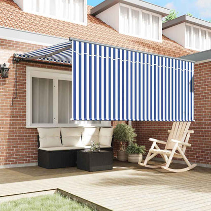 Toldo Retrátil Azul e Branco 350 x 250 cm Poliéster e Alumínio